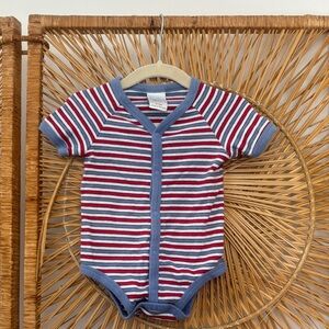 Vintage baby sprockets Striped Blue and Red Kids One Piece